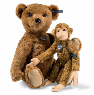 德国正品steiff熊与小猴黑标会员泰迪熊超级羊毛收藏款现货