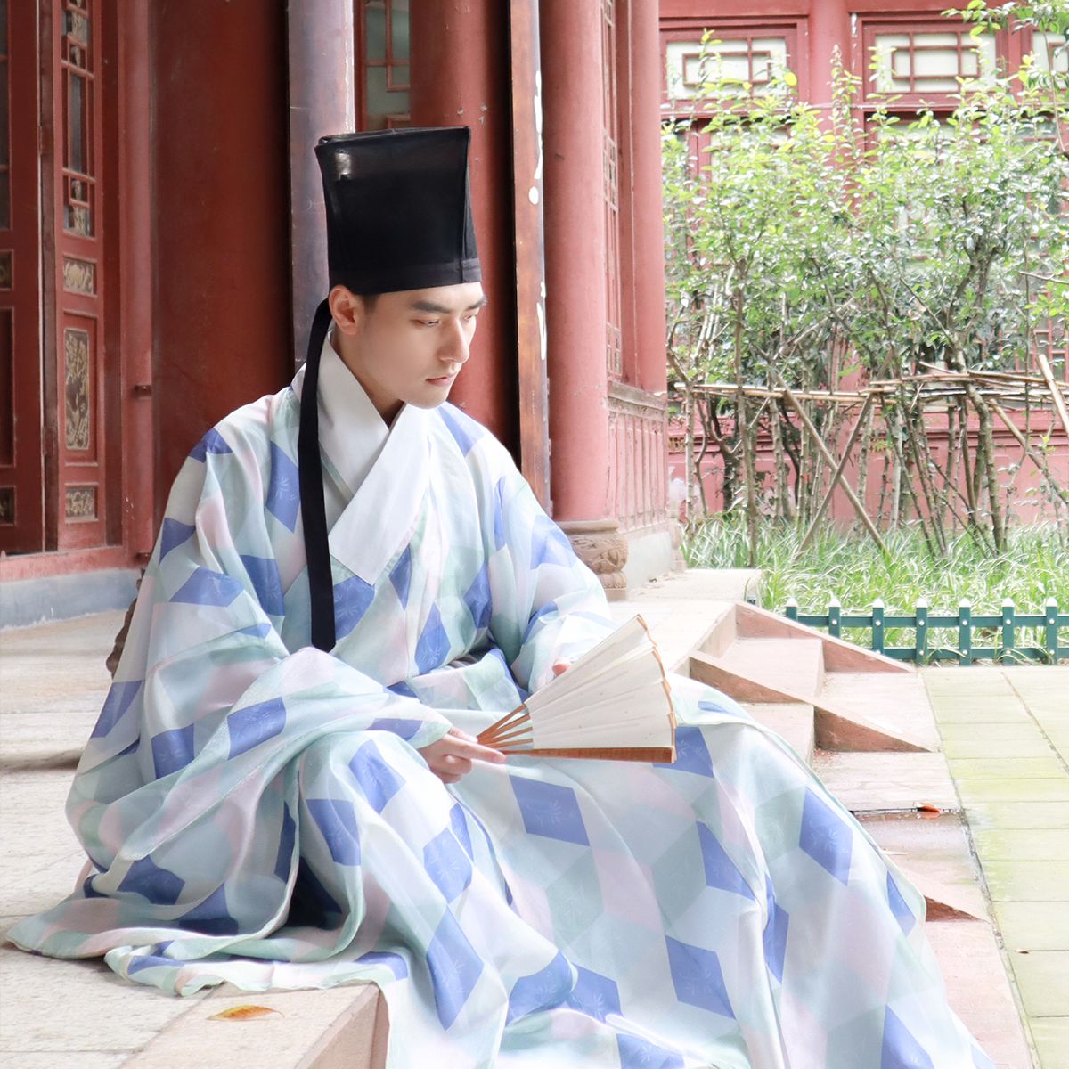 琉鱼汉服润言水田衣原创明制道袍流光纱流光舒适男女款水田纹传统