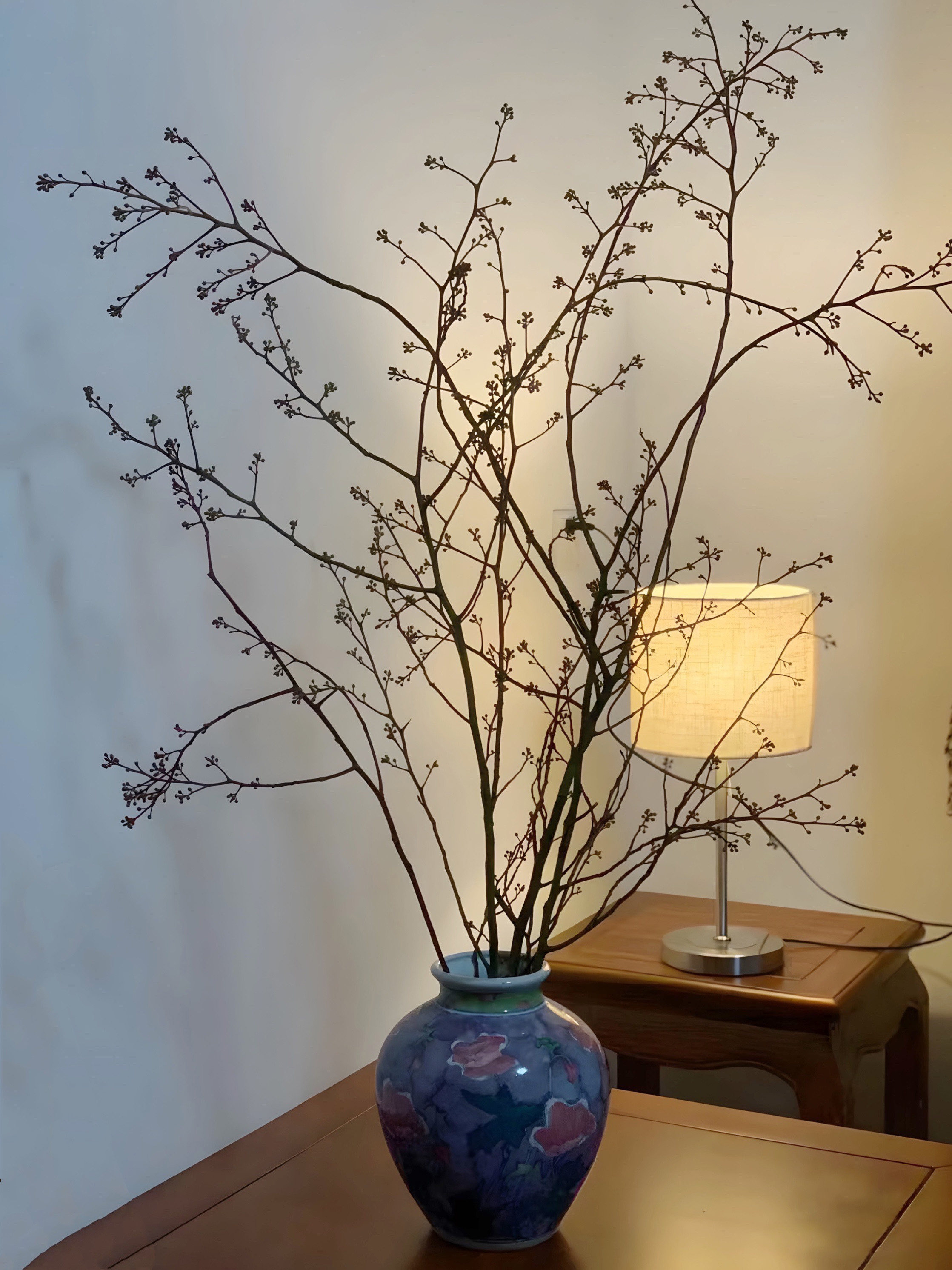 天然植物灯台树枝带果干花枝新中式插花家居装饰摆件民宿橱窗陈列