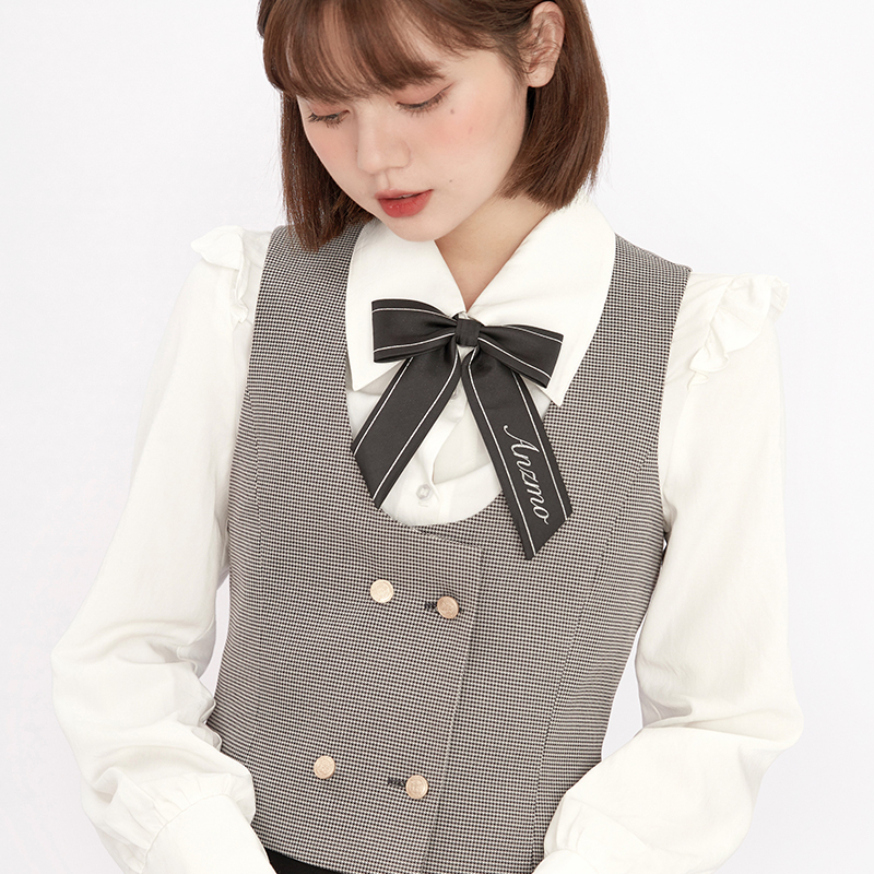 【现货】Anzmo贩卖元气 黑色字母不对称领结 原创设计JK制服配饰