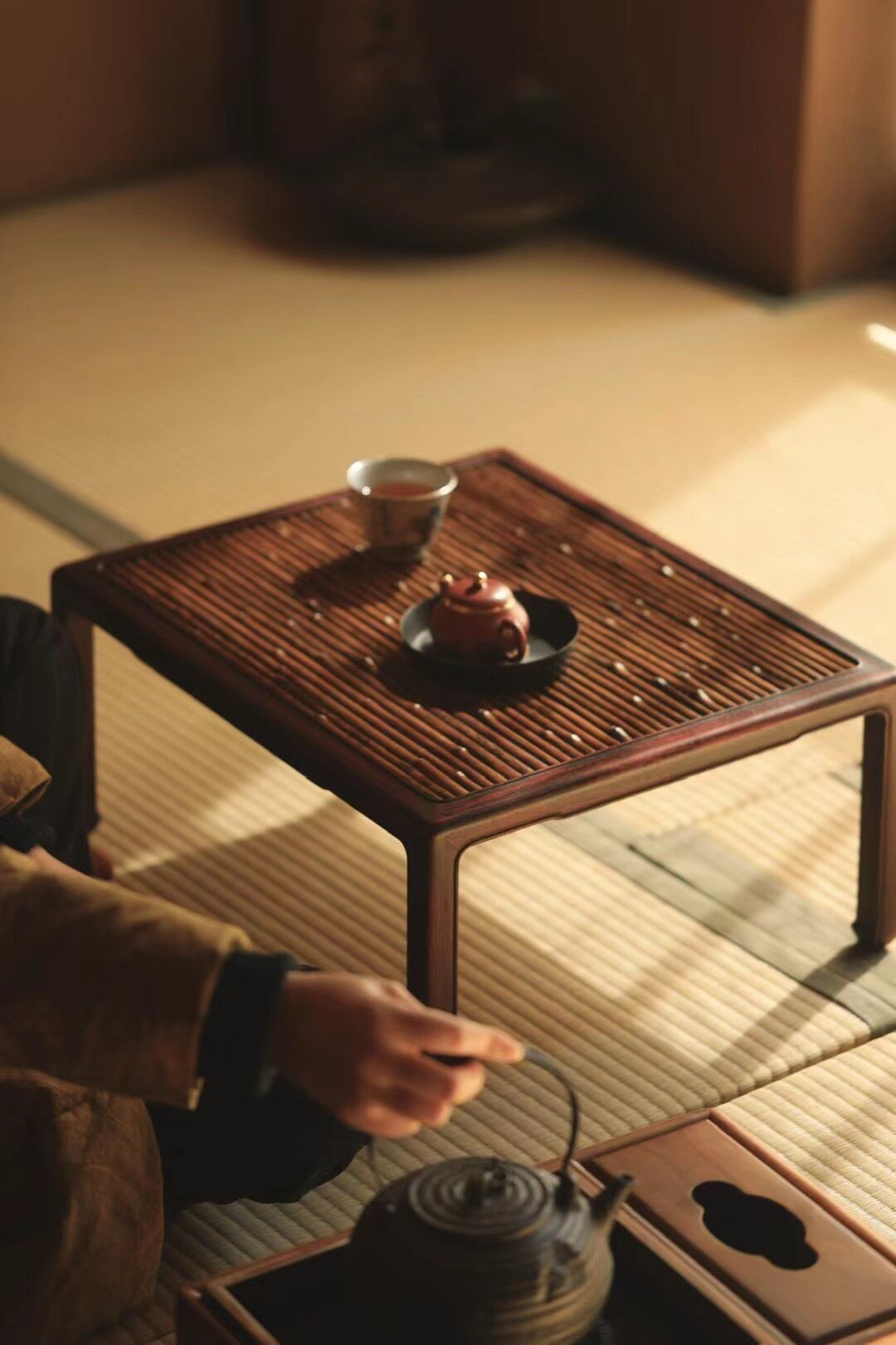 奇竹斋|名家手工梅鹿竹非洲梨花木茶桌案几陈设展示