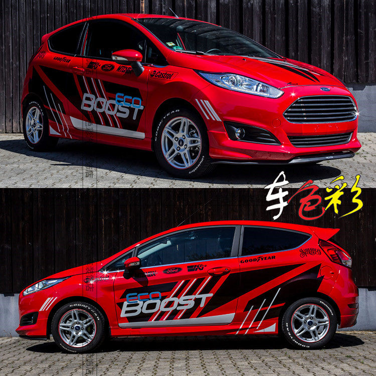 福特嘉年华两厢赛车贴纸经典福克斯大众高尔夫7全车贴档