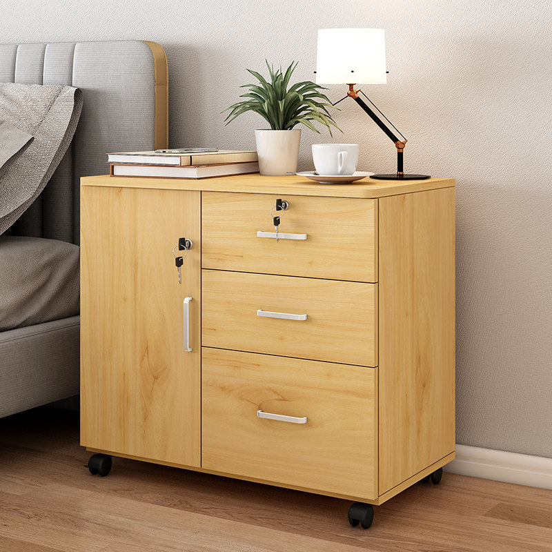 床头柜简约现代卧室新款带锁收纳移动小柜子储物柜家用床边柜大号