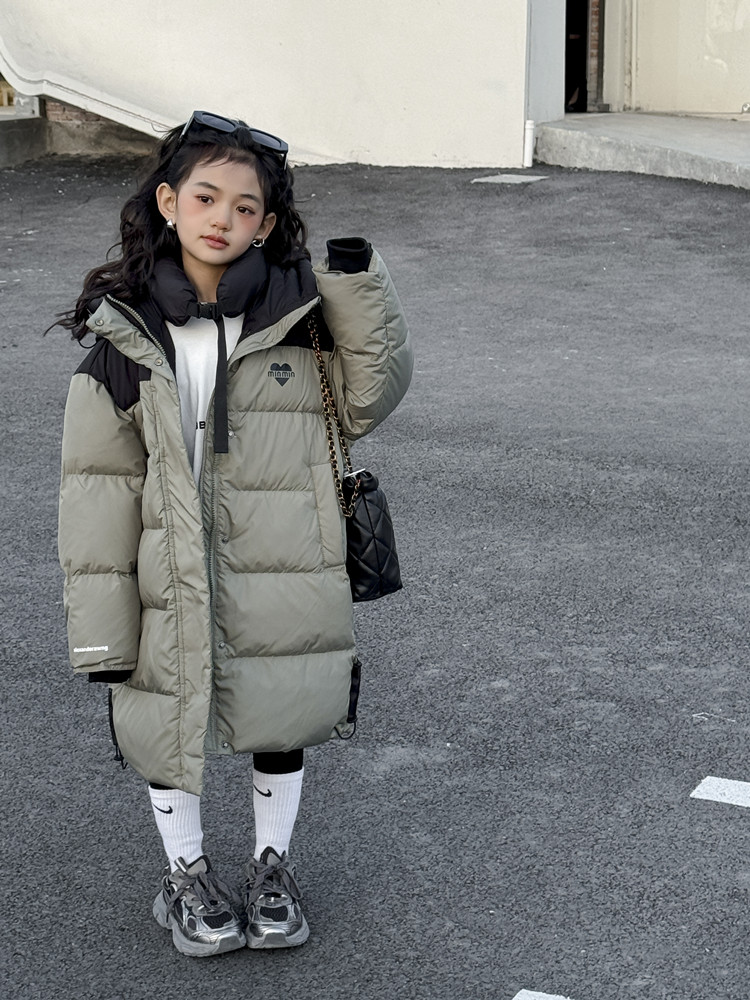 韩国新款儿童羽绒服90白鸭绒中长款