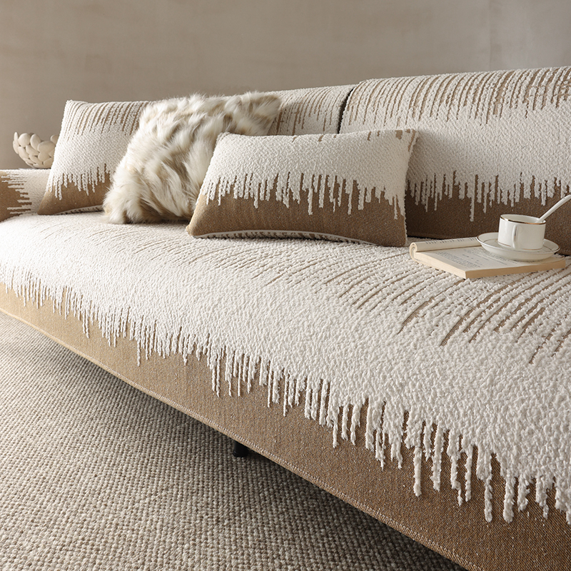 夏天沙发垫极简风高级皮沙发套罩坐垫子线条简约四季通用法式直排