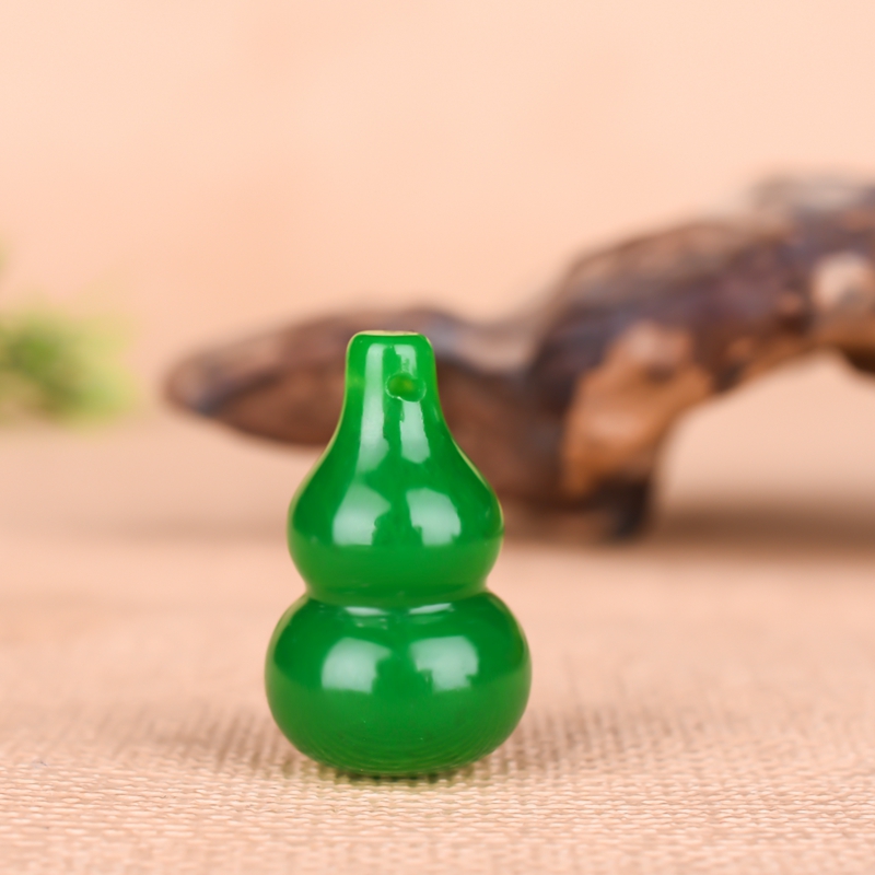 和田玉碧玉葫芦吊坠菠菜绿玉葫芦挂件