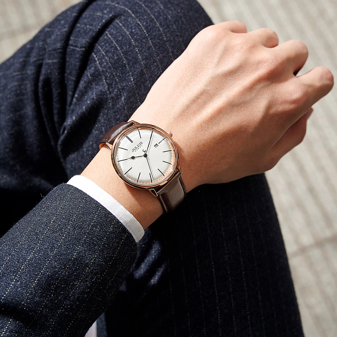 正品聚利时简约格调绅士休闲商务日历防水男士潮流时尚手表男式