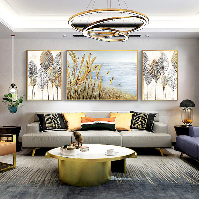 饰美艺画的优惠券大全—油画手绘装饰画客厅三联抽象画玄关立体背景墙