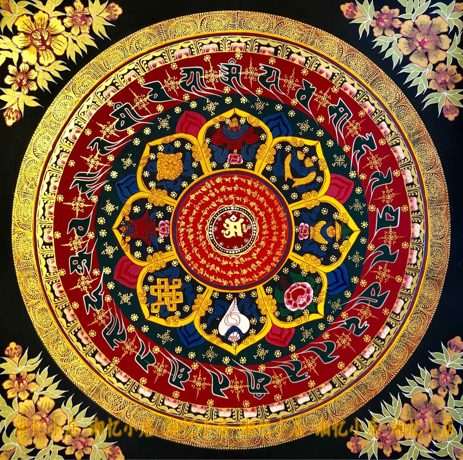 中式坛城真言六字唐卡dmc新中式圆形餐厅客厅十字绣套件