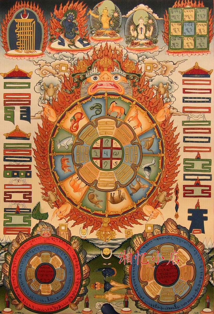 dmc纯棉绣线十字绣套件佛堂佛教挂画文殊九宫八卦图唐卡