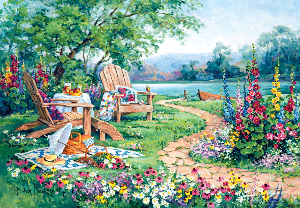 印花dmc纯棉十字绣套件客厅卧室欧式油画名画 春天风景 午后河边