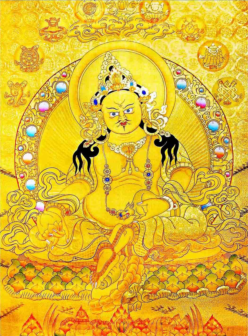 印花藏传财神黄财神佛像佛教包邮套件十字绣绣线十字绣套件