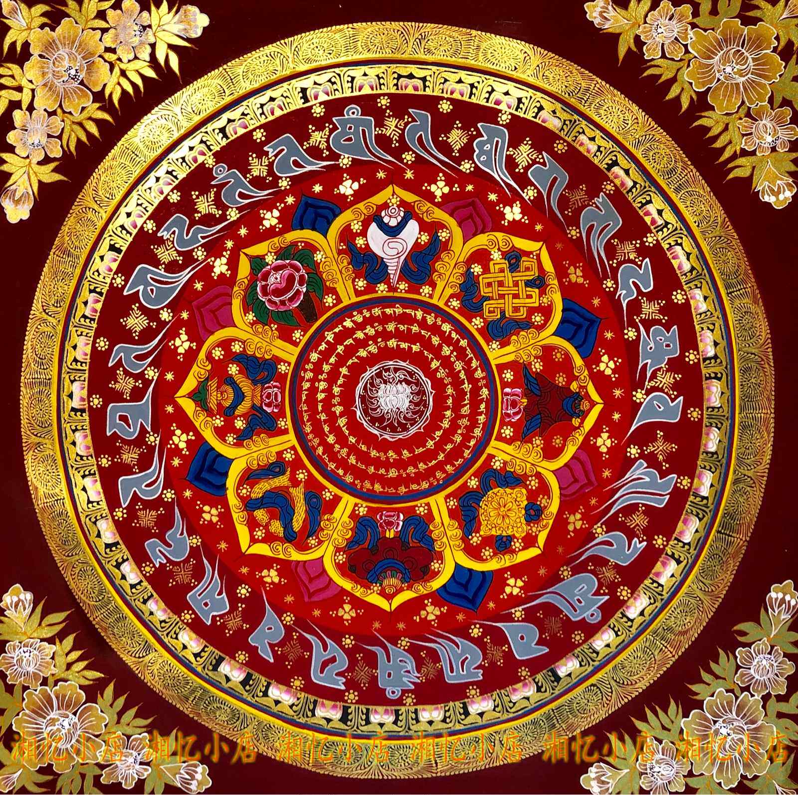 中式坛城真言六字唐卡dmc新中式圆形餐厅客厅十字绣套件