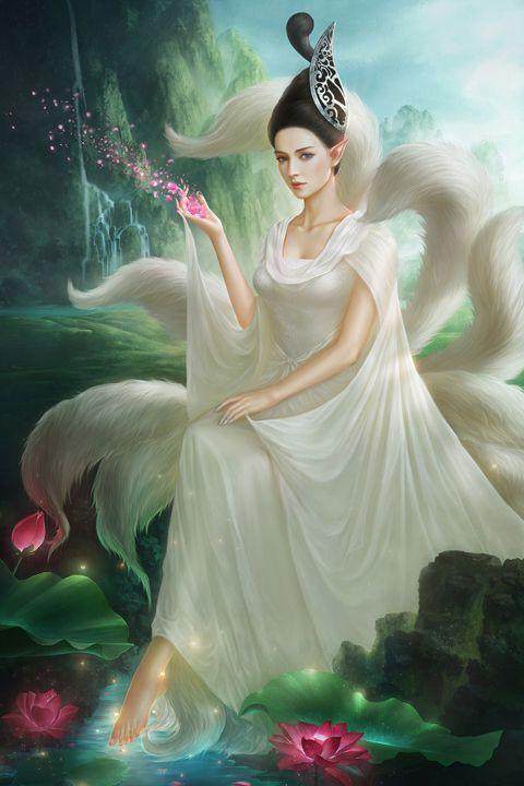 大全—印花新款dmc纯棉十字绣套件客厅卧室玄关古风美女 九尾狐仙娘娘