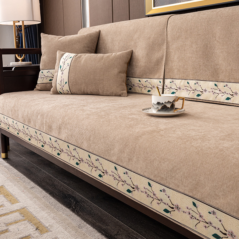 中国风红木沙发垫简约现代雪尼尔面料客厅123组合沙发套罩盖布巾