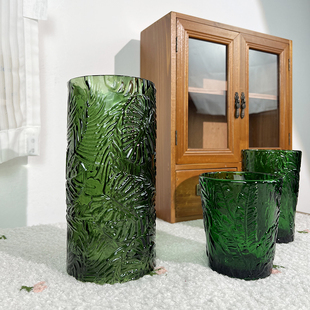 复古森林 浪漫田野森系美式家居绿色玻璃花瓶咖啡厅新中式花器