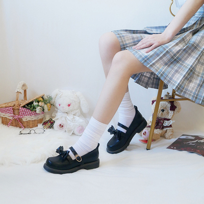 新款原创制服鞋日系基础款低跟圆头jk鞋学生蝴蝶结单鞋