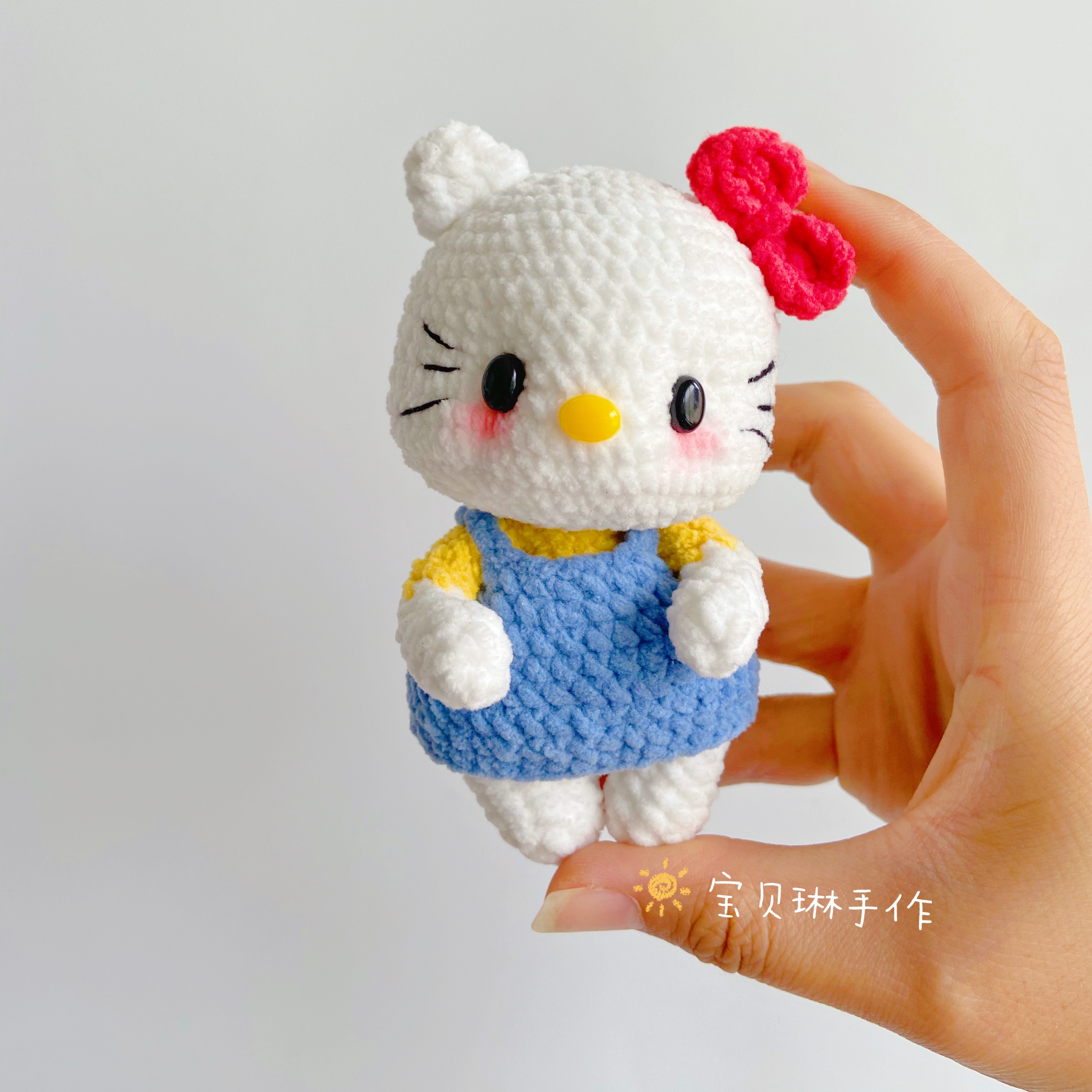 钩针毛线编织diy汽车挂件包包配件钥匙扣kitty猫材料包非成品