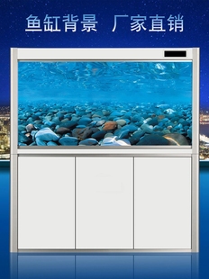 鱼缸背景贴纸定制高清鱼缸壁画石头水草图案3d立体水族箱背景外贴