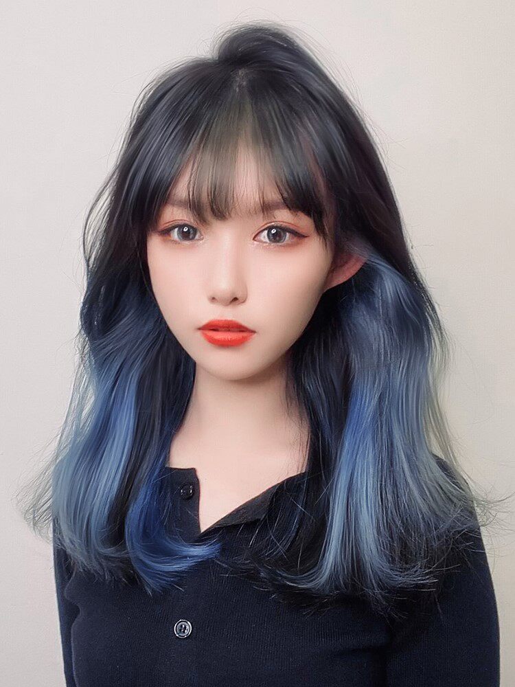 挂耳染假发片短款假发卷发中长波浪卷发帖粉色女长发薄藤色接发片