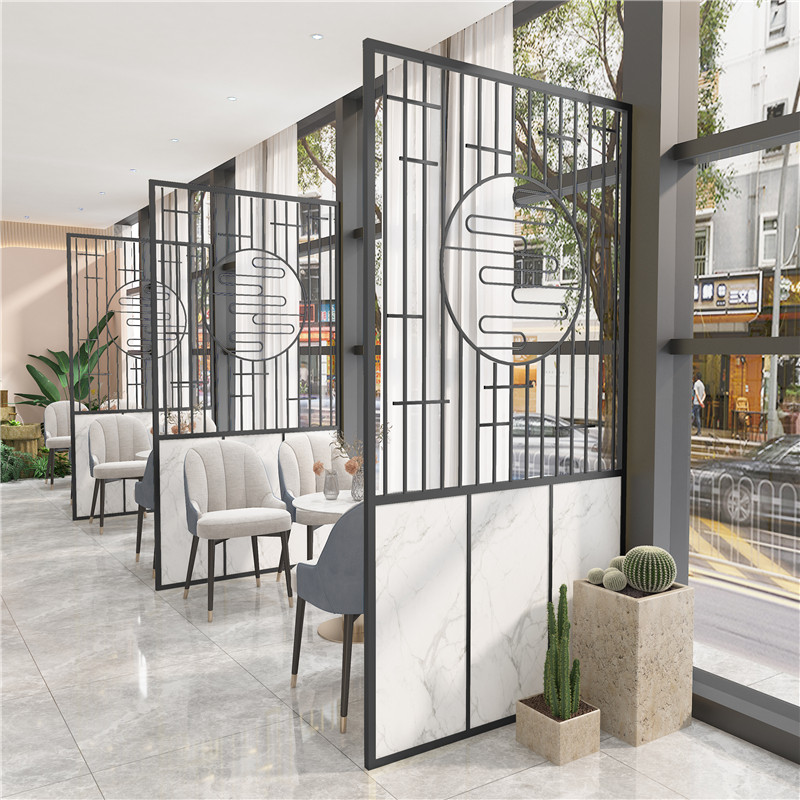 工业风格栅铁艺屏风隔断镂空墙餐厅包间隔断墙铁丝网装饰定制围栏