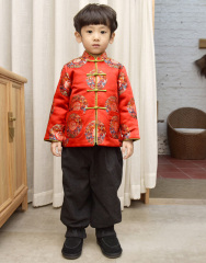 旗铂 儿童唐装男童新年小孩过年衣服中小童婴儿冬装加厚宝宝棉衣