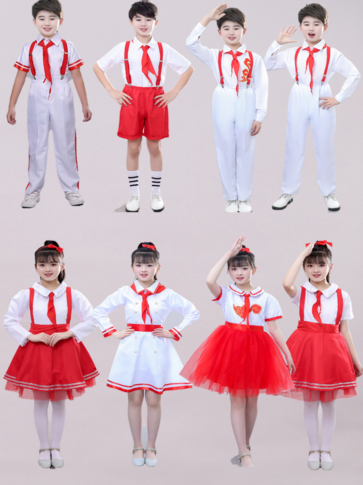 儿童大合唱演出服中小学生红领巾舞蹈服中国风诗歌朗诵服装幼儿园