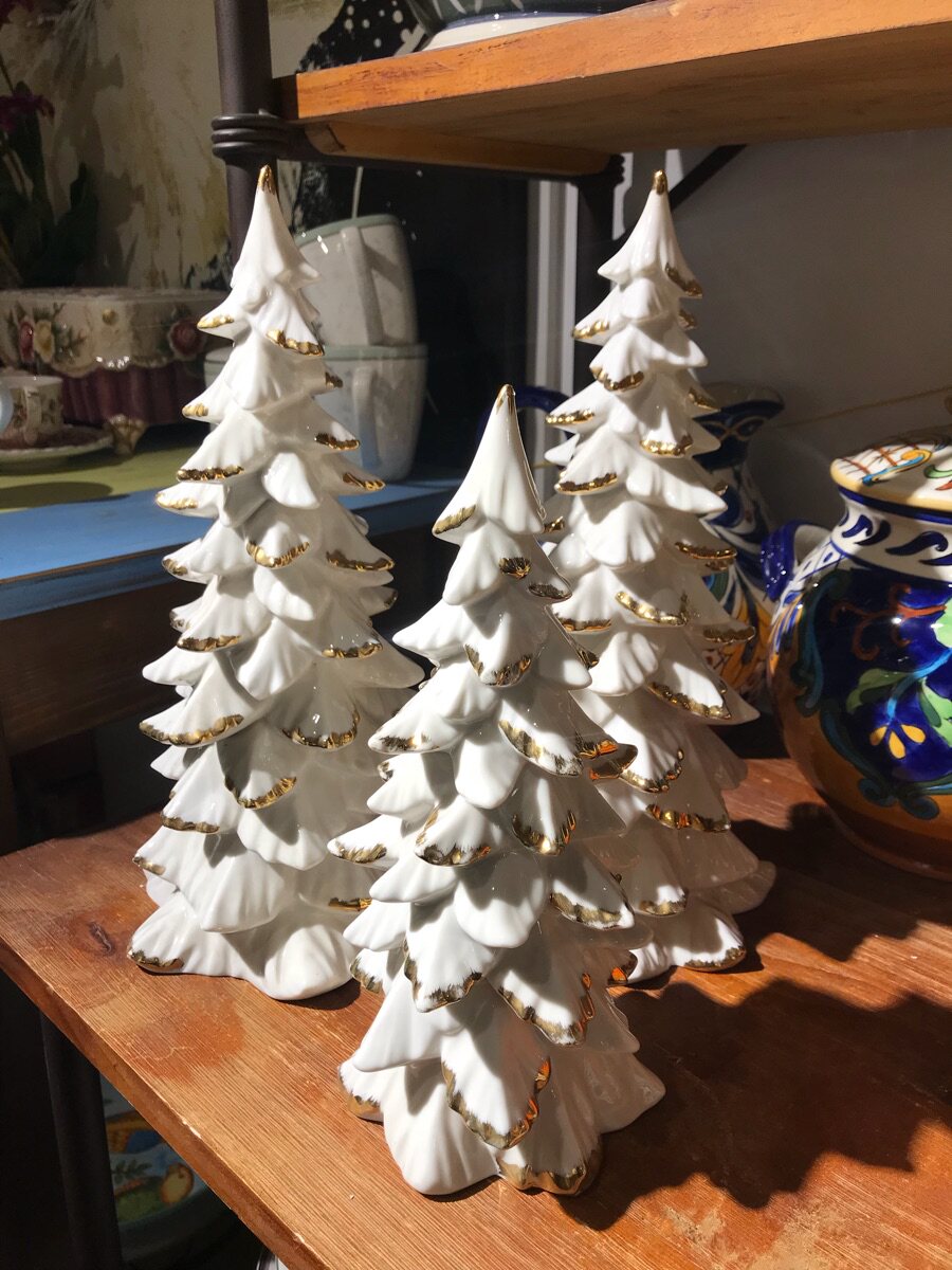 一折鎏金摆件_lenox美式摆件35厘米陶瓷圣诞树罕有鎏金欧式摆件家居