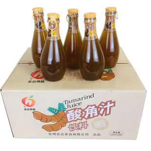 云南特产宏达食品酸角汁饮料230ml×20瓶餐厅饭店果汁小玻璃瓶