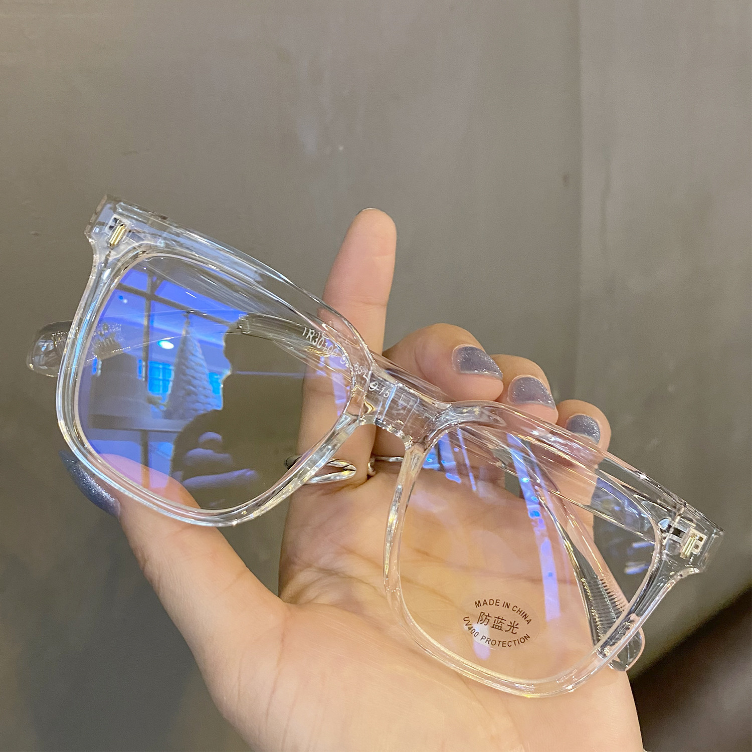 眼镜潮女透明_眼镜框潮女潮复古方形tr透明框平光镜防蓝光辐射眼镜女
