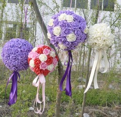 仿真花干花假花绢花塑料花球挂饰装饰 结婚花球人造花球路引