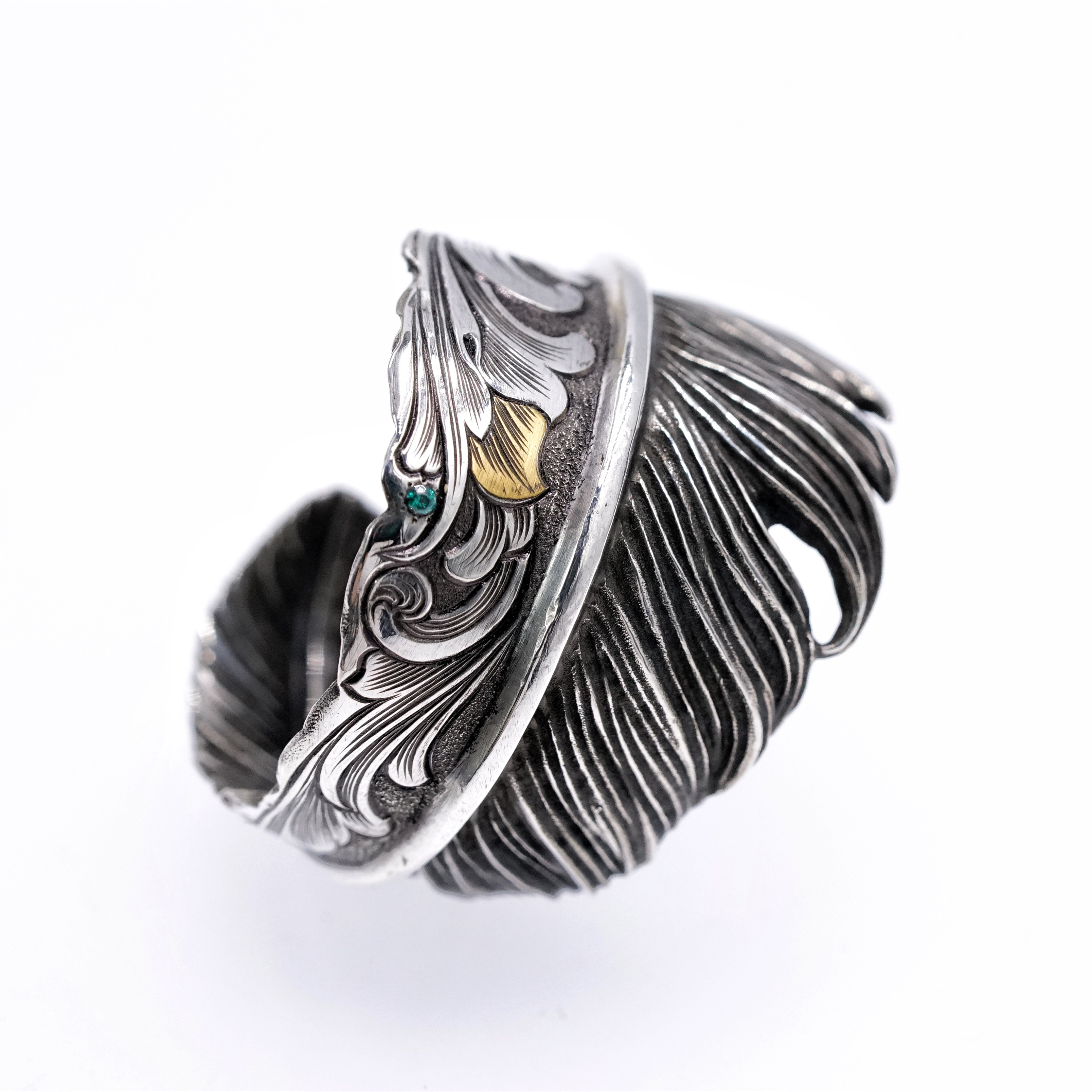 渡鸦工作室 原创专属设计印第安风格羽毛戒指个性925银手工情侣