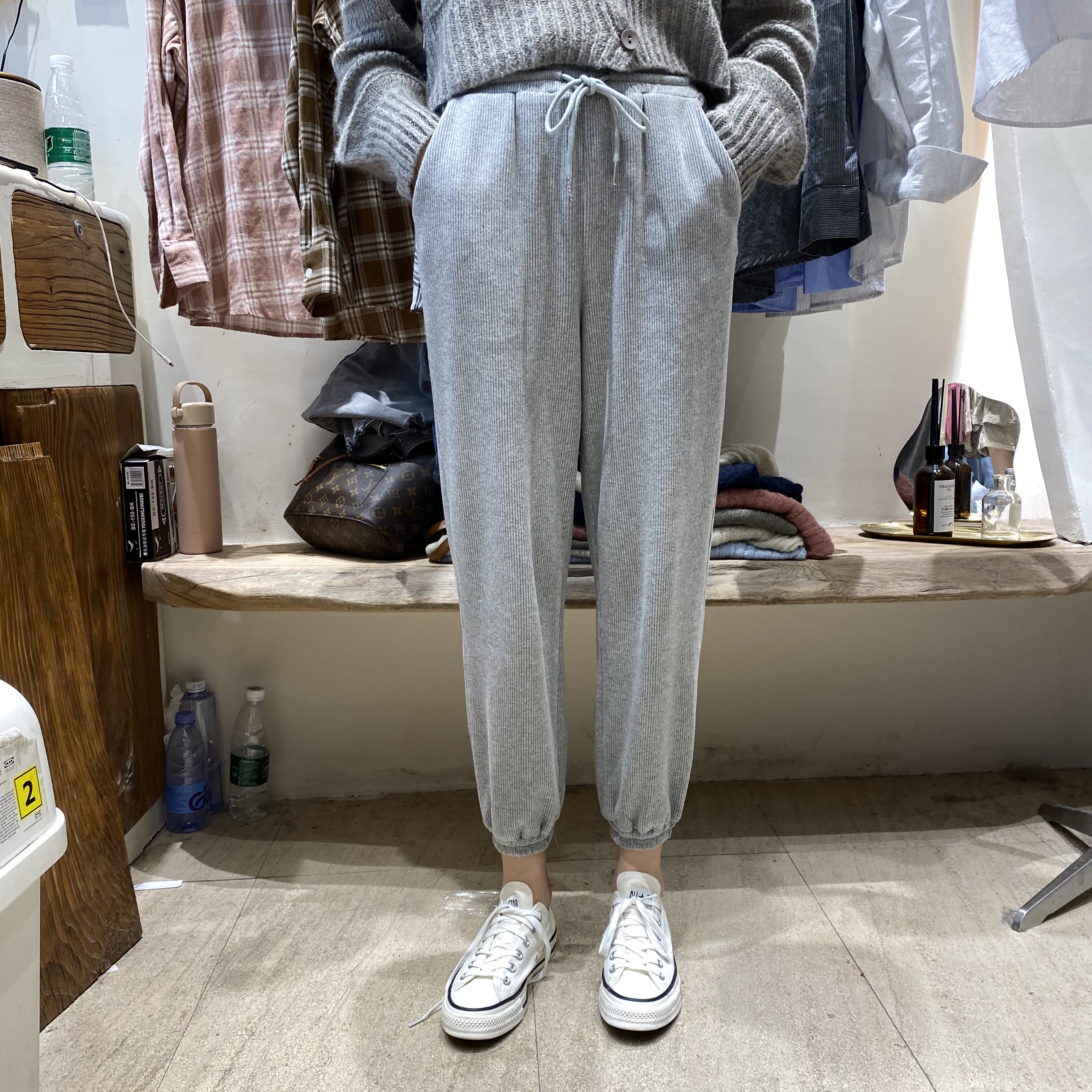 too韩国秋季松紧裤脚系带收腰宽松显瘦韩版九分休闲裤运动裤女优惠券