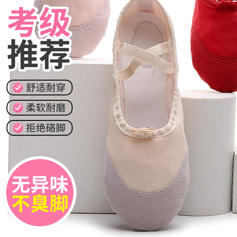 舞蹈鞋儿童女软底练功鞋男成人中国形体猫爪瑜伽跳舞鞋皮头芭蕾舞