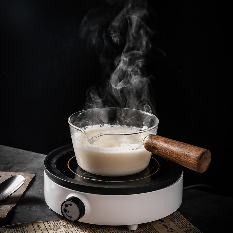 可明火玻璃奶锅日式咖啡奶壶家用小奶锅辅食宝宝电陶炉加热牛奶锅
