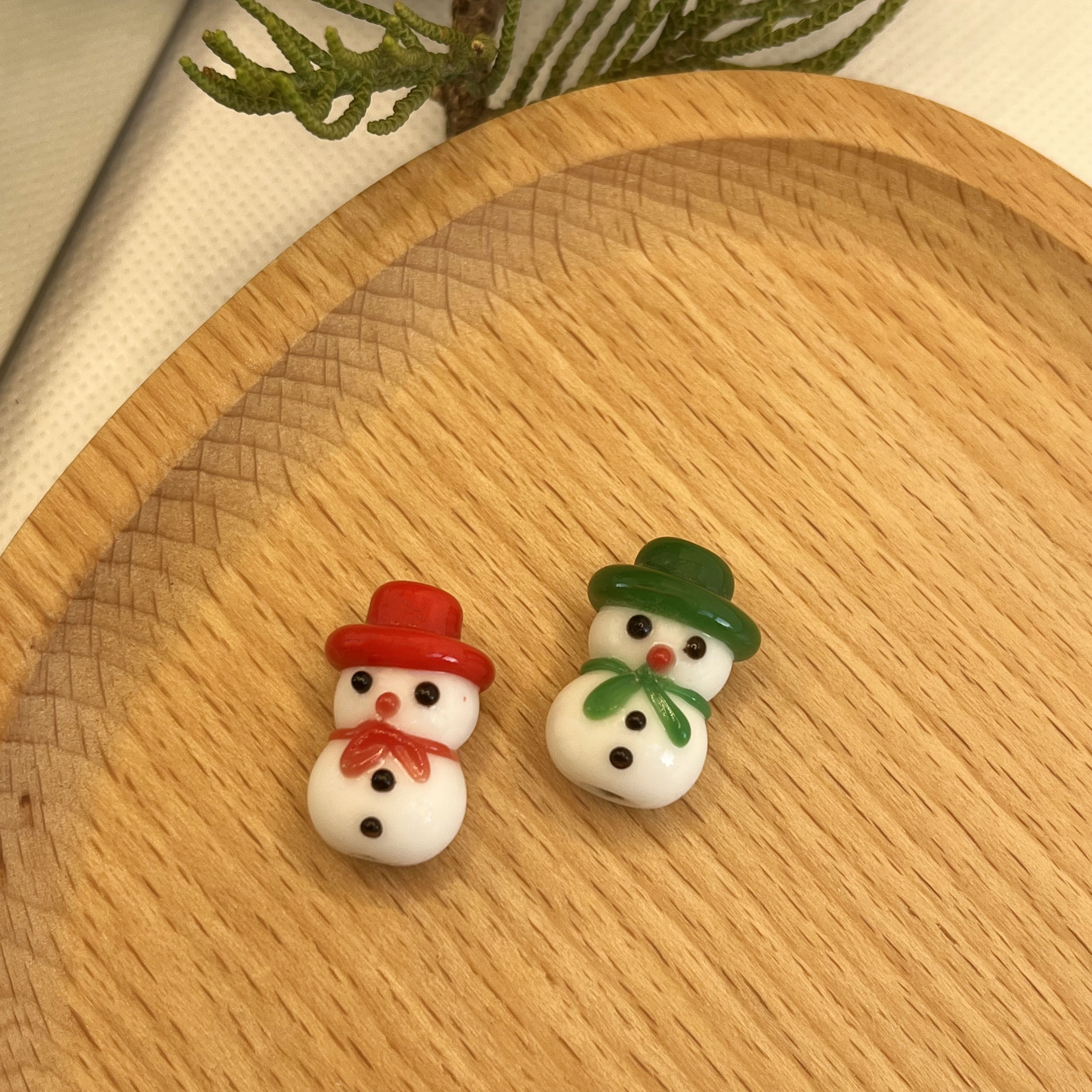 天运饰品 小雪人红色绿色圣诞系列手工编织串珠琉璃珠XK858