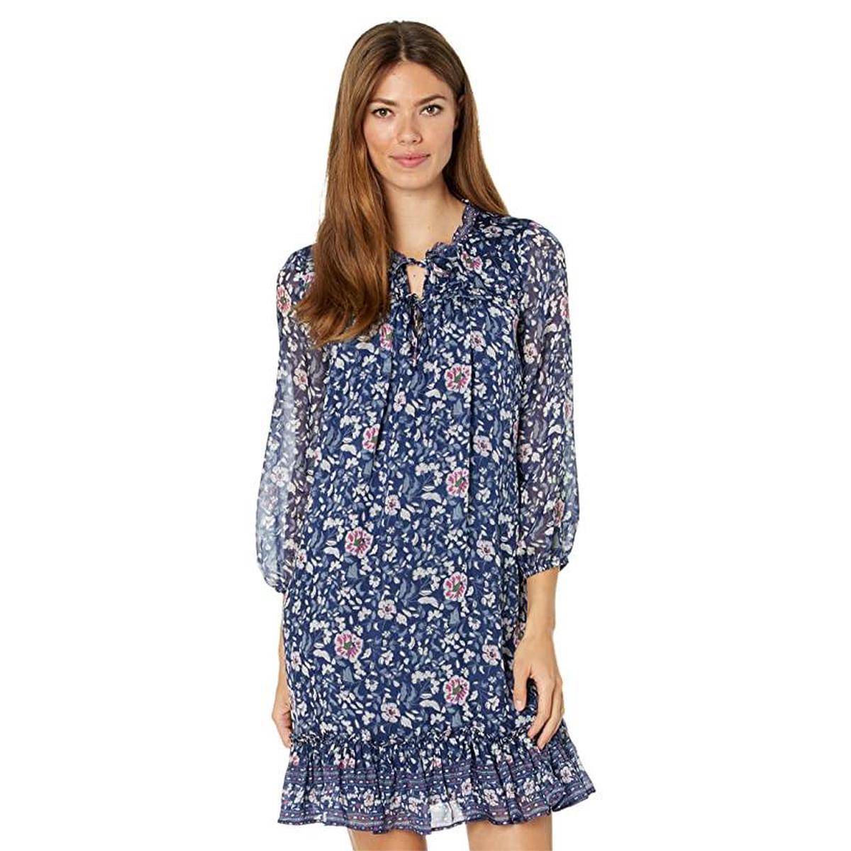 vineyard vines 分层花朵皱褶连衣裙2022新款春夏女士奢侈品通勤