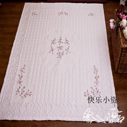 韩国夏被式床盖单件 柔软高密度纯棉 外贸床品 刺绣大气被盖送礼