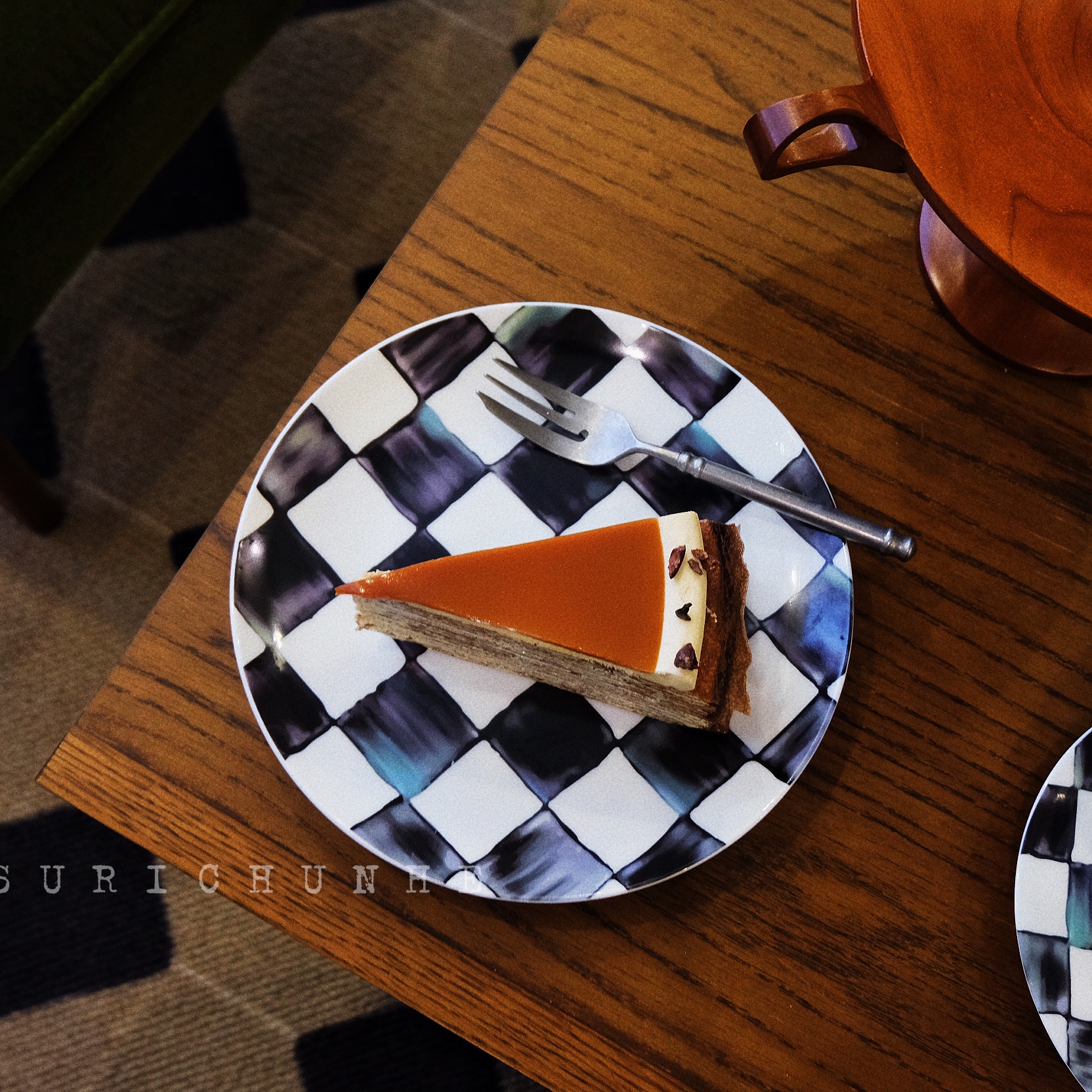 素日春和 创意黑白格子骨瓷盘咖啡杯碟甜品展示盘