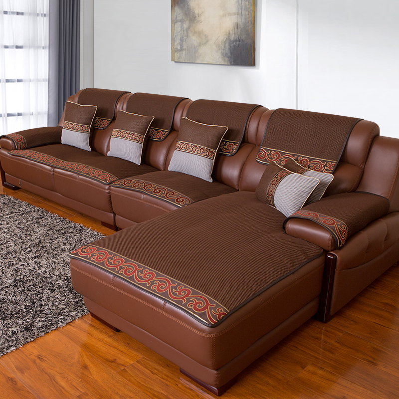 罗迪妮皮沙发防滑沙发垫棕色组合沙发坐垫欧式布艺四季沙发套罩
