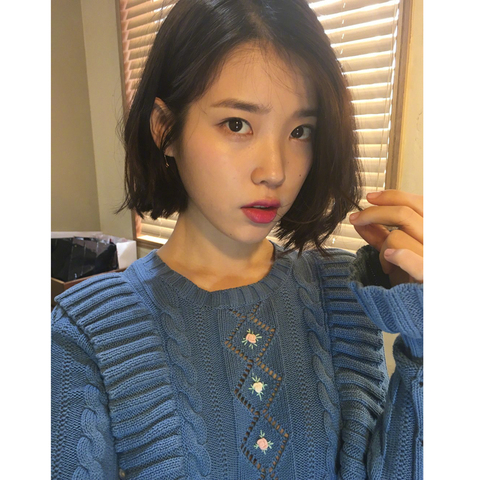 18秋冬新品 国民女神iu同款 手工绣花喇叭袖麻花套头毛衣针织衫女