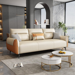 北欧布艺沙发小户型简约现代客厅三人位科技布乳胶沙发轻奢直排式