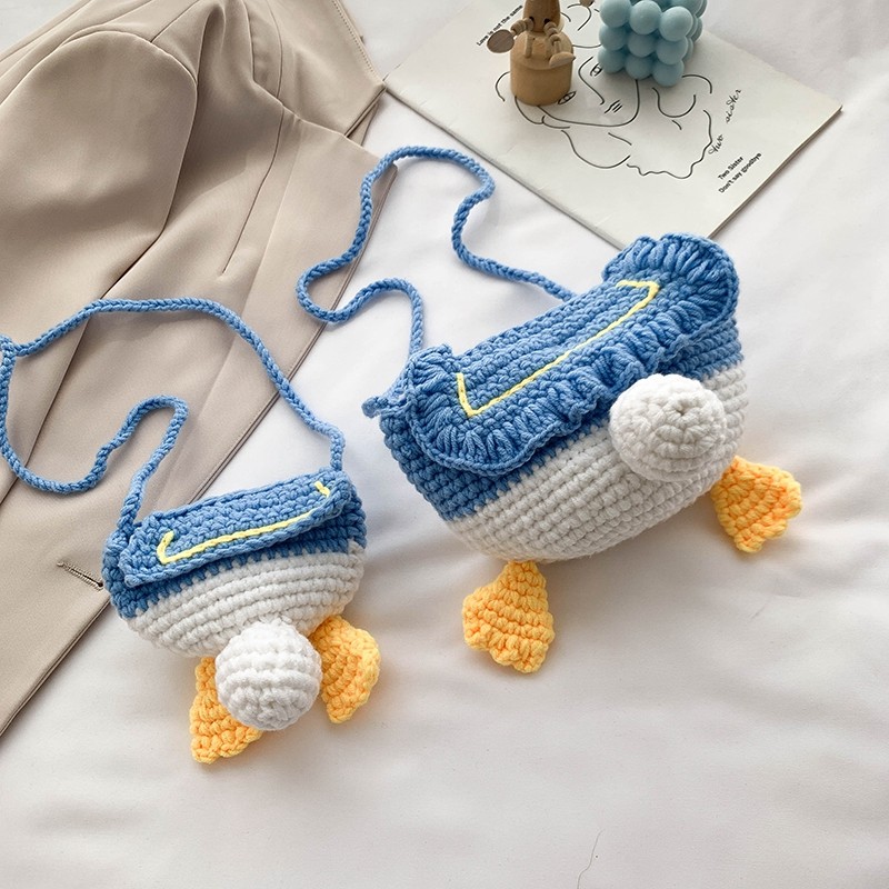 手工编织包包唐老鸭屁屁包自制材料包diy手工包鸭屁股单肩斜挎包