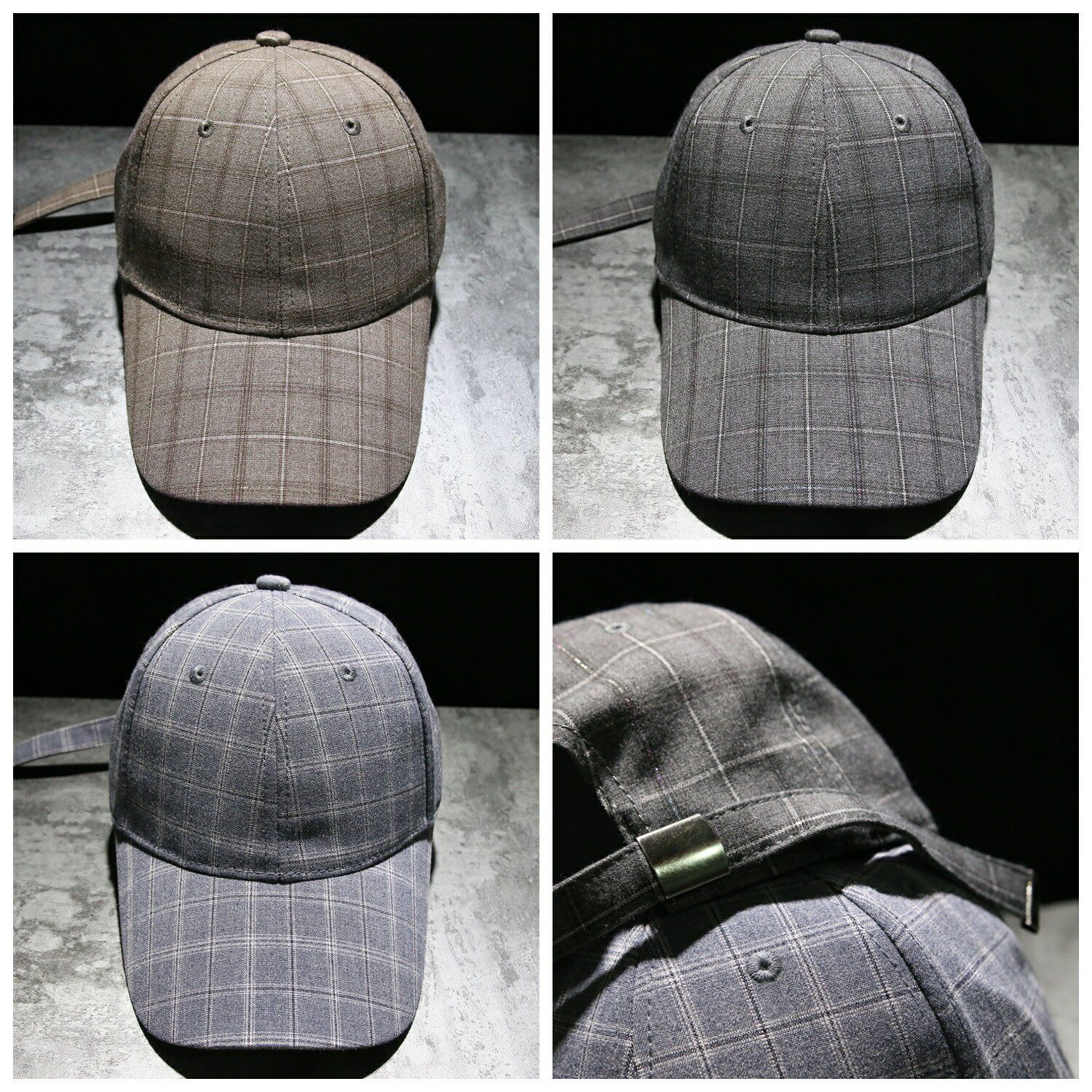 原宿格子帽子女英伦鸭舌帽男韩版百搭经典格纹长带子弯檐棒球帽潮