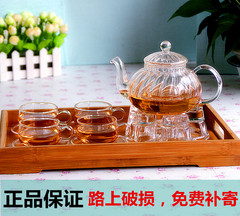 整套花草茶具欧式条纹下午茶具耐热玻璃功夫红茶具茶盘套装可加热
