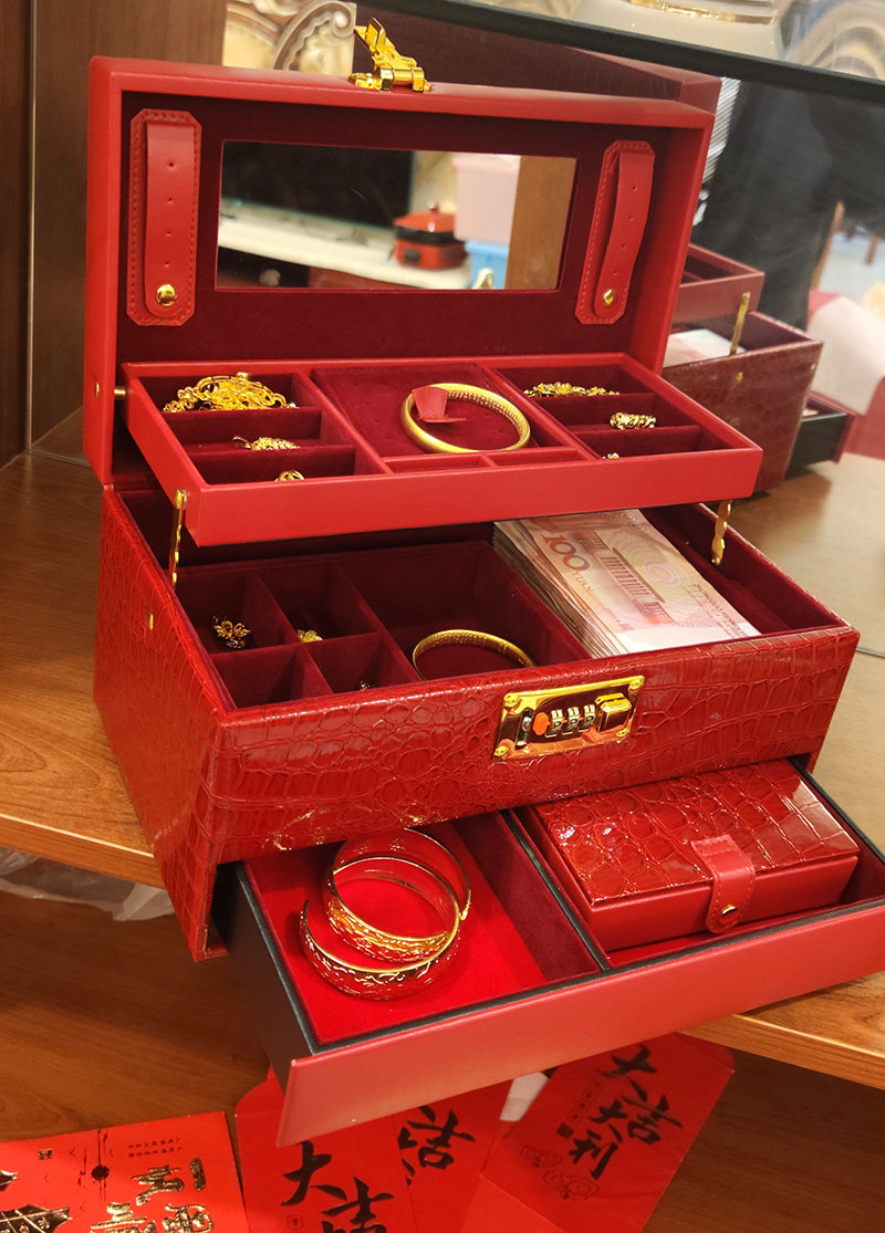 汇美坊珠宝首饰盒的优惠券大全—首饰盒饰品收纳盒密码三金九宝提彩礼