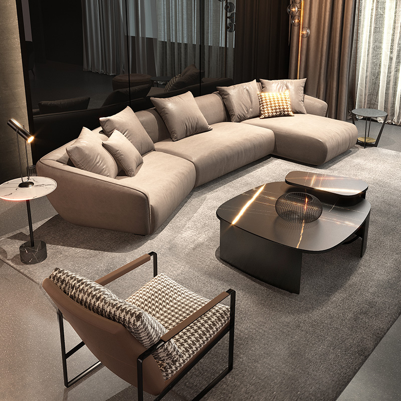 纳威意式轻奢布艺沙发免洗科技布2021年新款北欧现代简约客厅组合