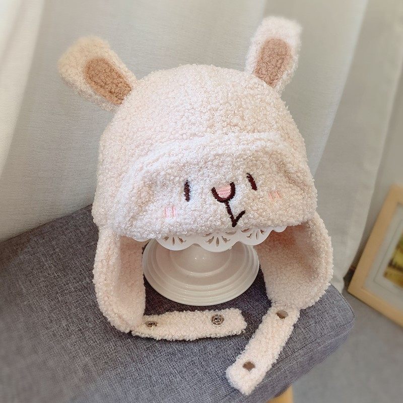 婴儿帽子秋冬季宝宝可爱超萌毛绒帽冬天男女童幼儿保暖加厚护耳帽