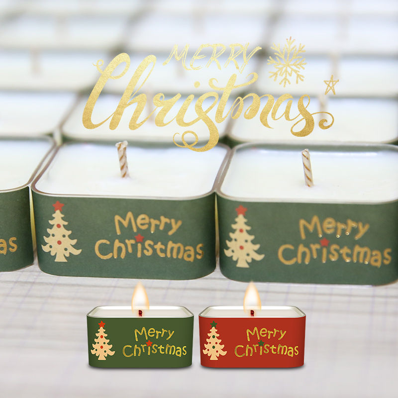 圣诞节礼物方杯小蜡烛植物香薰橱窗装饰摆件小礼品
