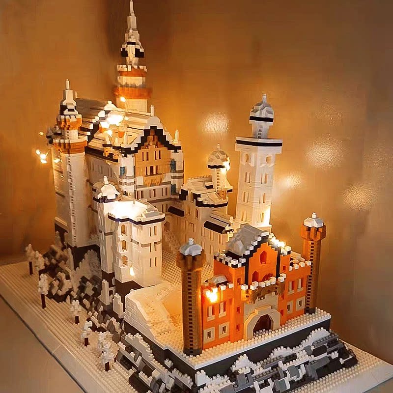 雪景天鹅堡巨大型乐高中国积木模型微颗粒高难度建筑男孩女孩拼图